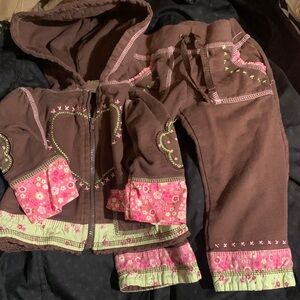 VGT Brown and Pink Floral Baby Outfit